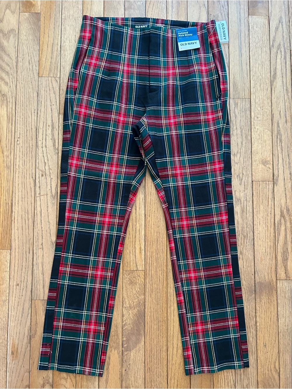 Old Navy Red, Green & Navy Tartan Polished Pixie Skinny Pants